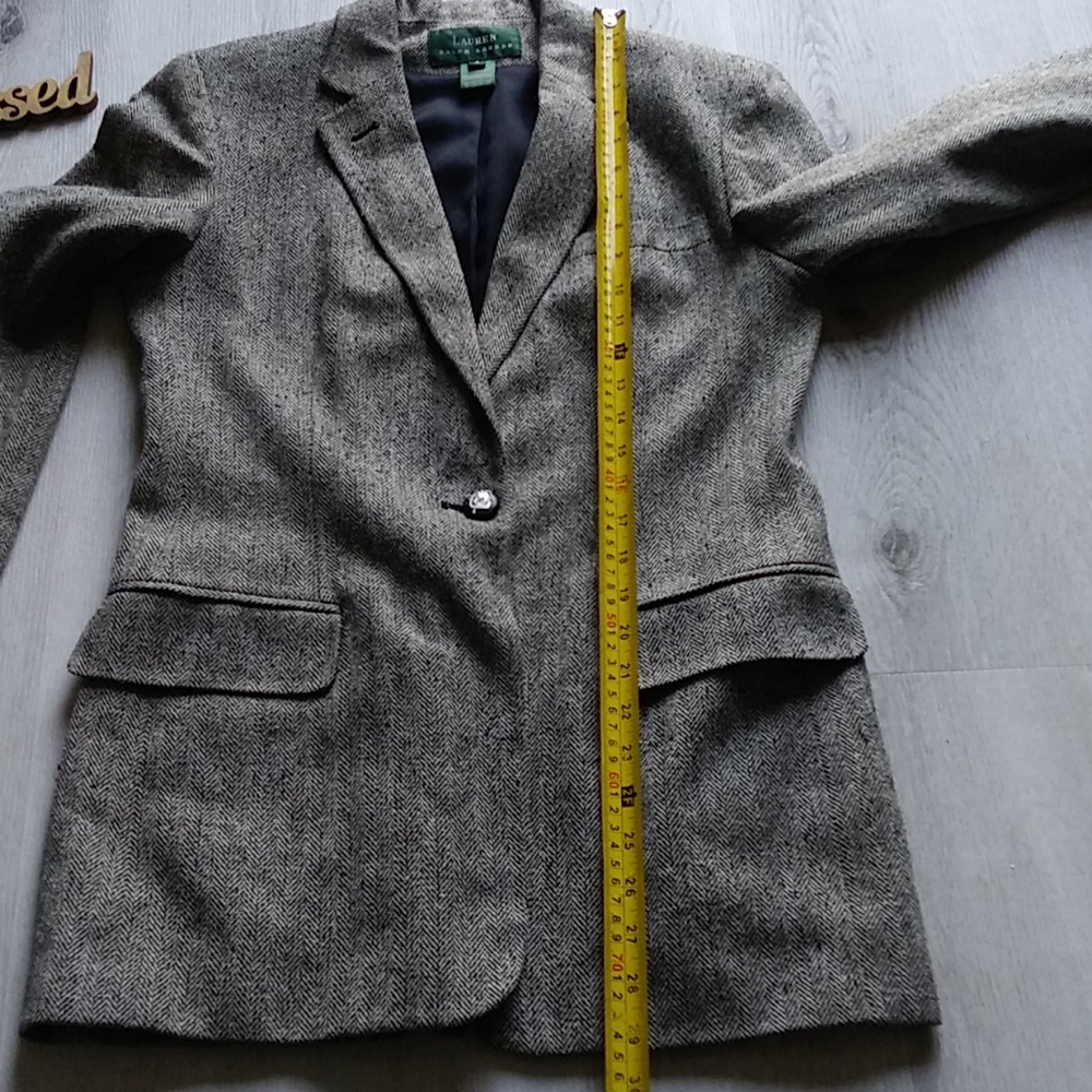 Ralph Lauren Jacket blazer 100% Silk Herringbone - Picture 9 of 13